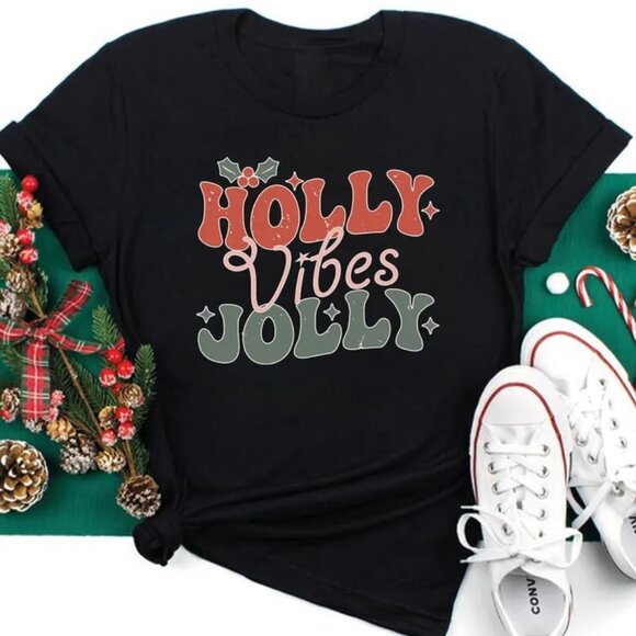 Tops - Cute Christmas Shirt, Graphic Vibes Christmas Shirt